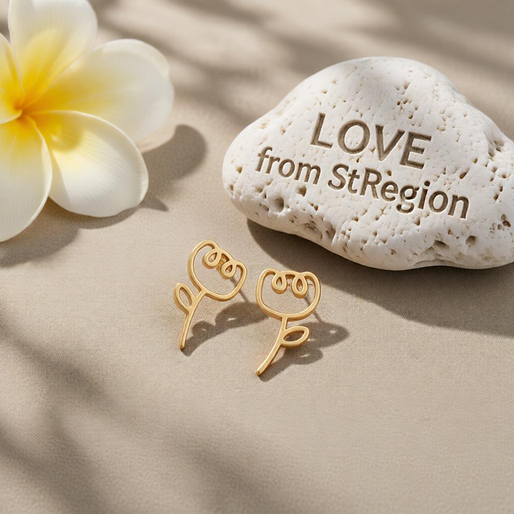 18K Gold-Plated Openwork Flower Stud Earrings
