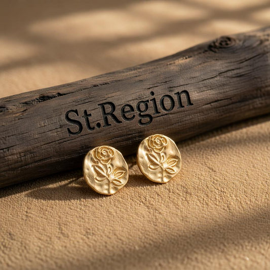 18K Gold-Plated Rose Stud Earrings