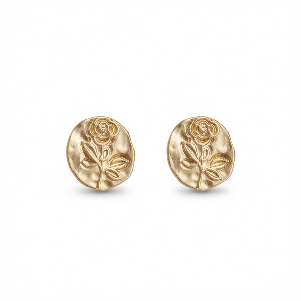 18K Gold-Plated Rose Stud Earrings