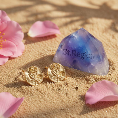 18K Gold-Plated Rose Stud Earrings