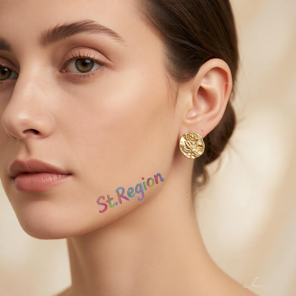 18K Gold-Plated Rose Stud Earrings