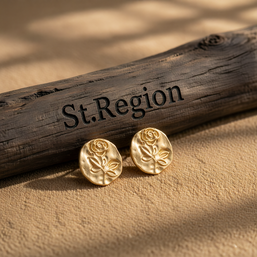 18K Gold-Plated Rose Stud Earrings