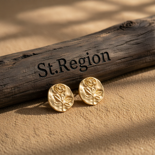 18K Gold-Plated Rose Stud Earrings