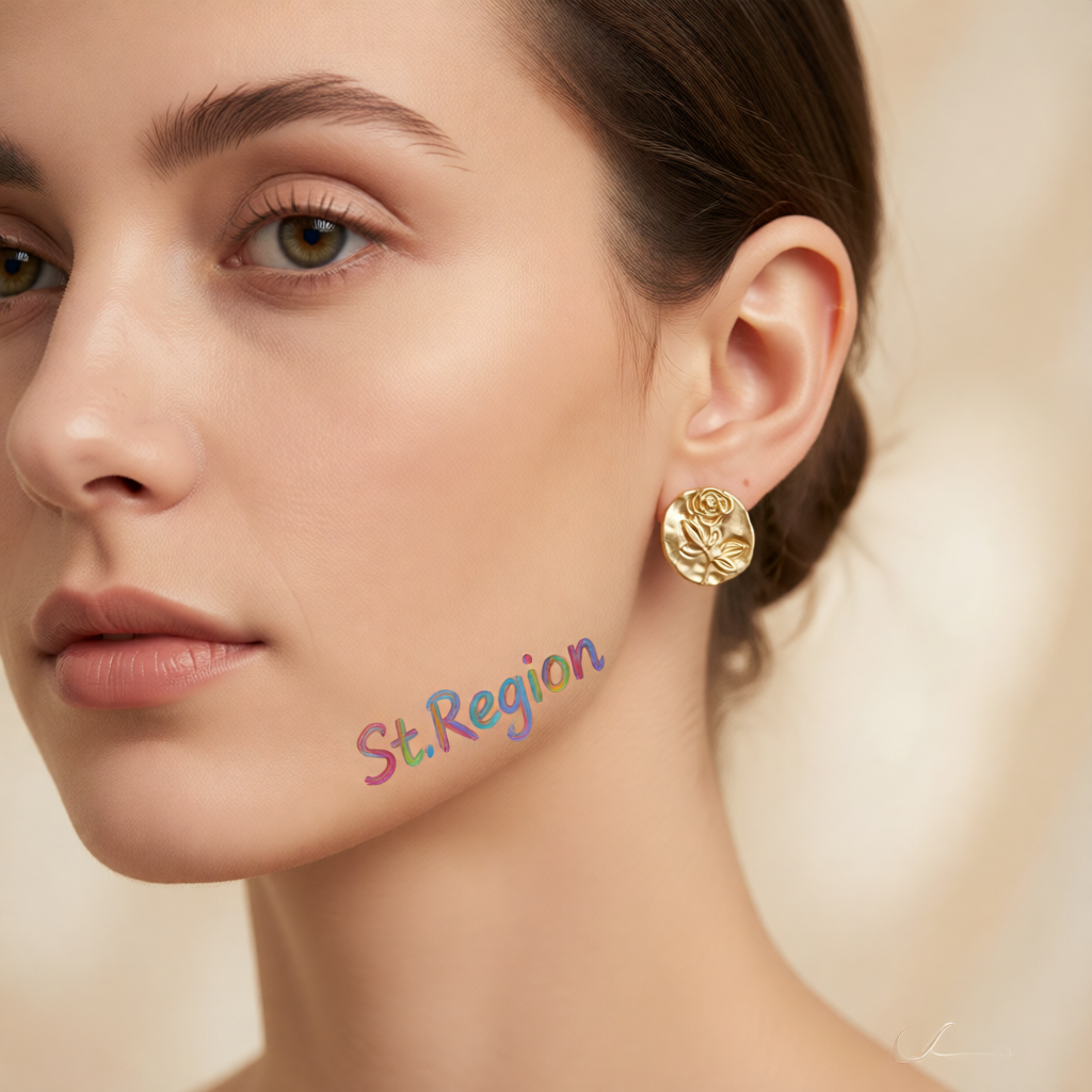 18K Gold-Plated Rose Stud Earrings