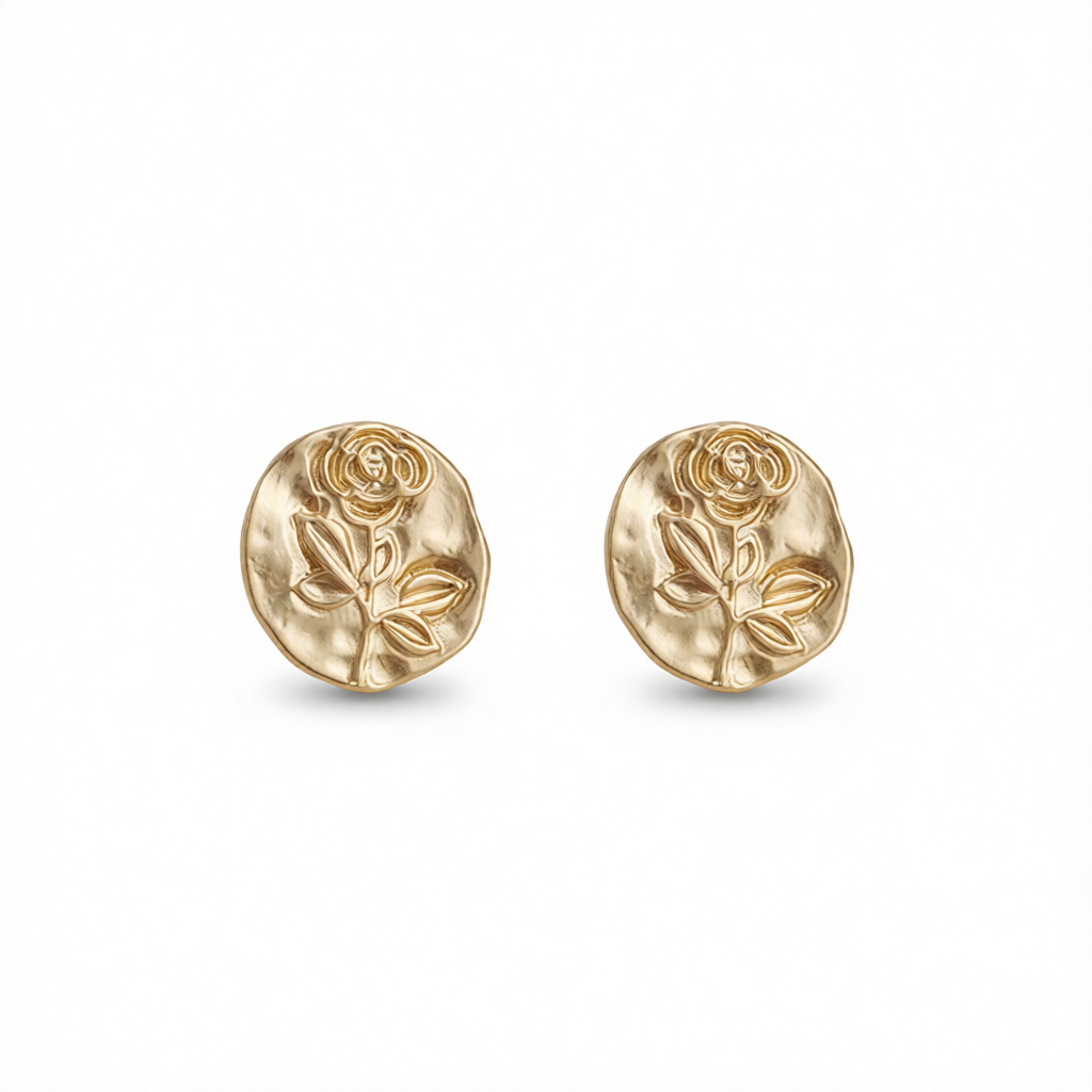 18K Gold-Plated Rose Stud Earrings