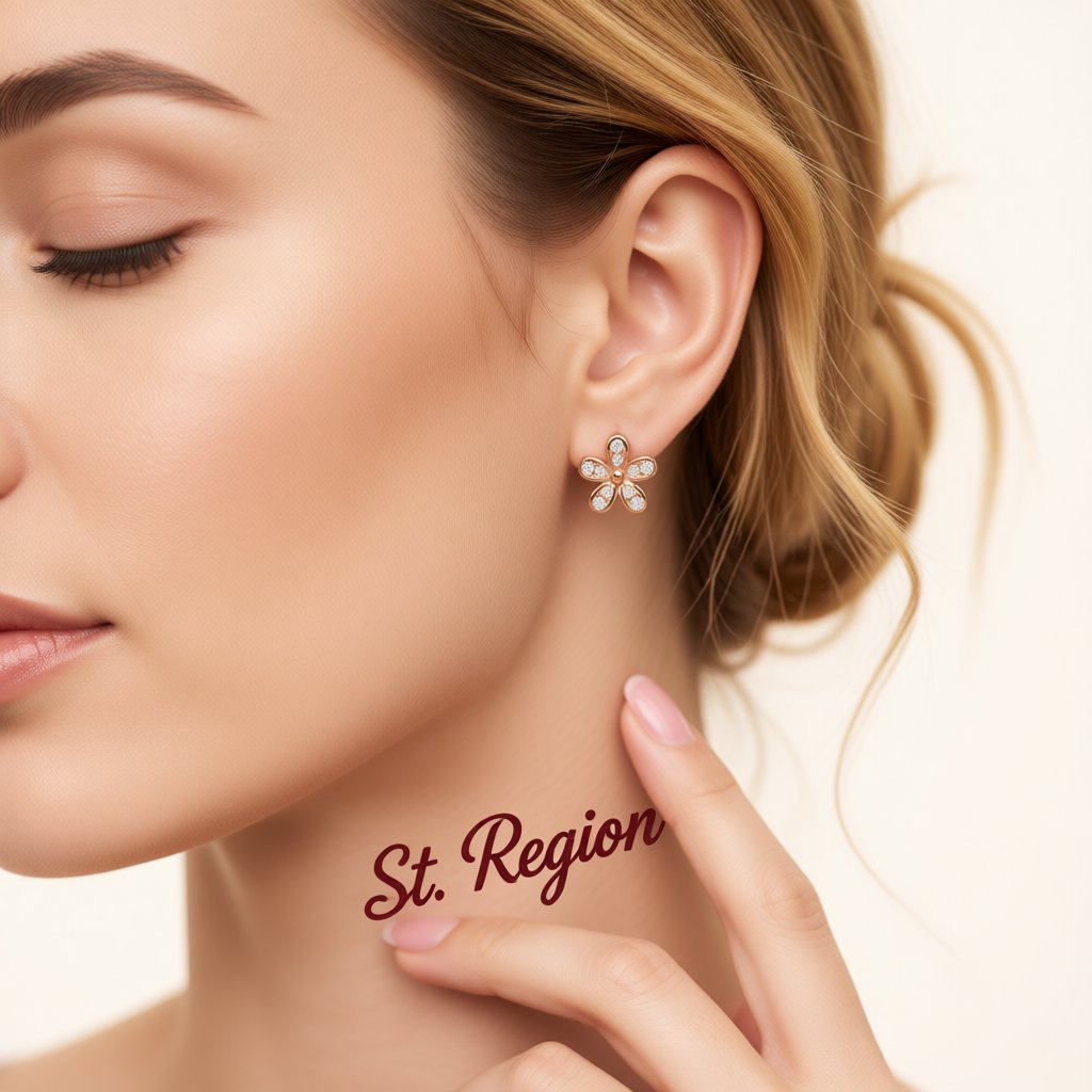 Cubic Zirconia and 18K Rose Gold-Plated Flower Stud Earrings, rose gold stud earrings for women, styled look