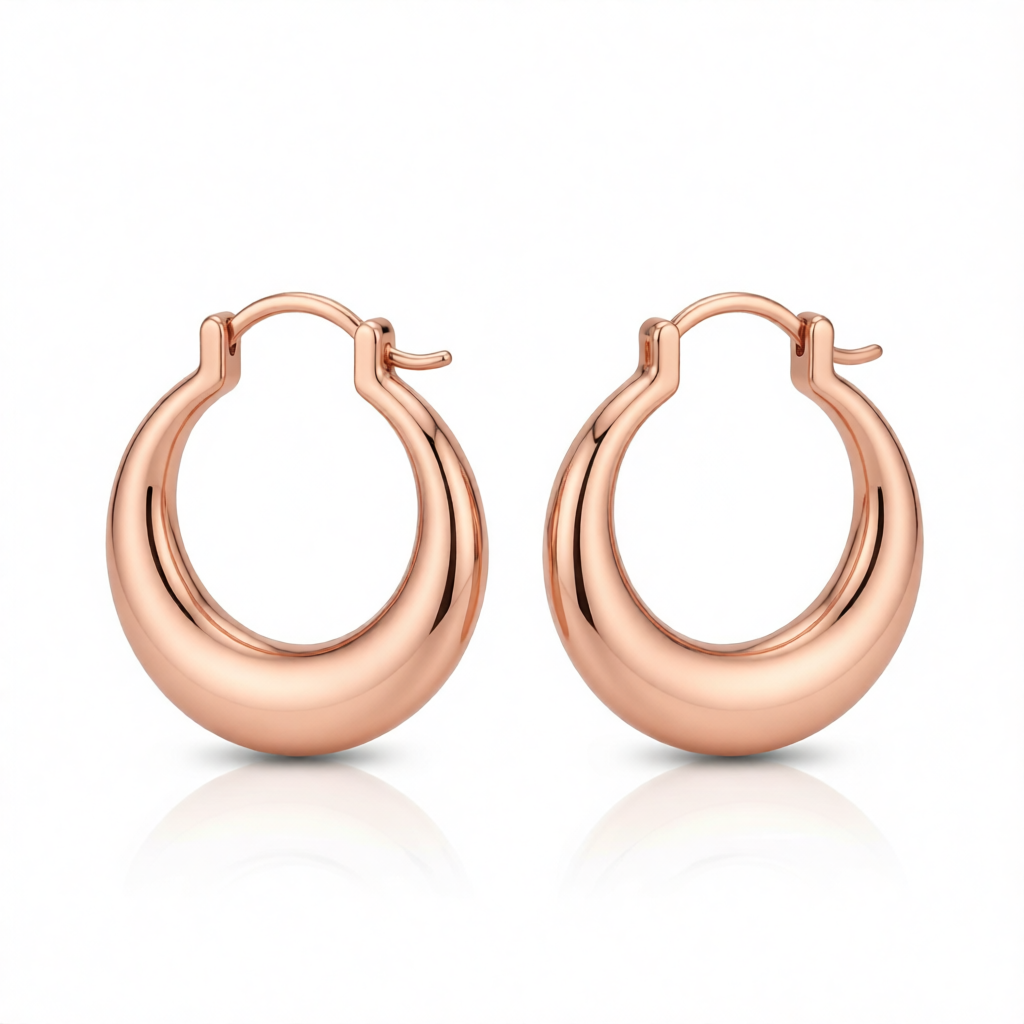 18K Rose Gold-Plated Smooth Hoop Earrings