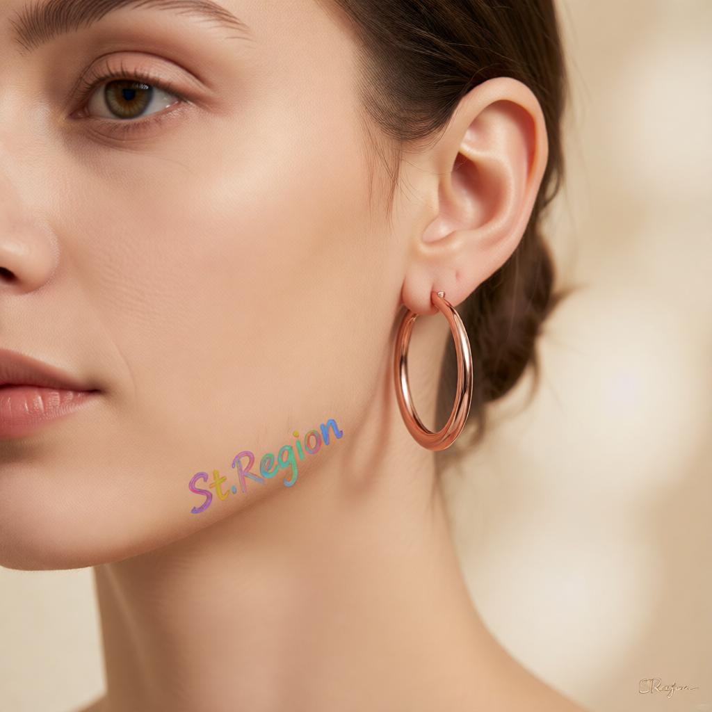 18K Rose Gold-Plated Polished Barrel Hoop Earrings, rose gold hoop earrings for women, vintage-inspired design, styled look