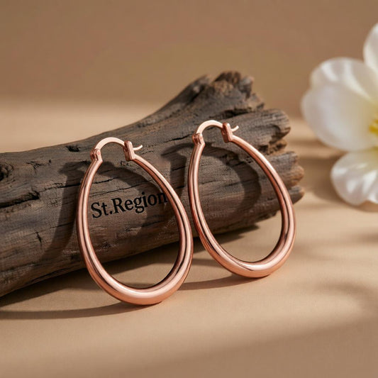 18K Rose Gold-Plated Ellipse Hoop Earrings