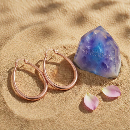 18K Rose Gold-Plated Ellipse Hoop Earrings