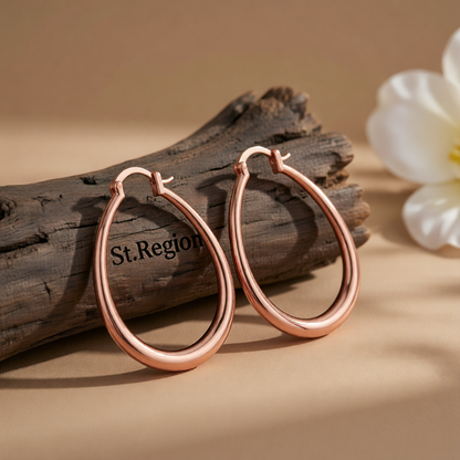 18K Rose Gold-Plated Ellipse Hoop Earrings