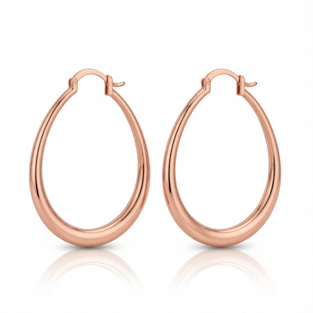 18K Rose Gold-Plated Ellipse Hoop Earrings