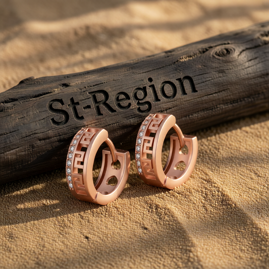 Cubic Zirconia & 18K Rose Gold-Plated Huggie Earrings
