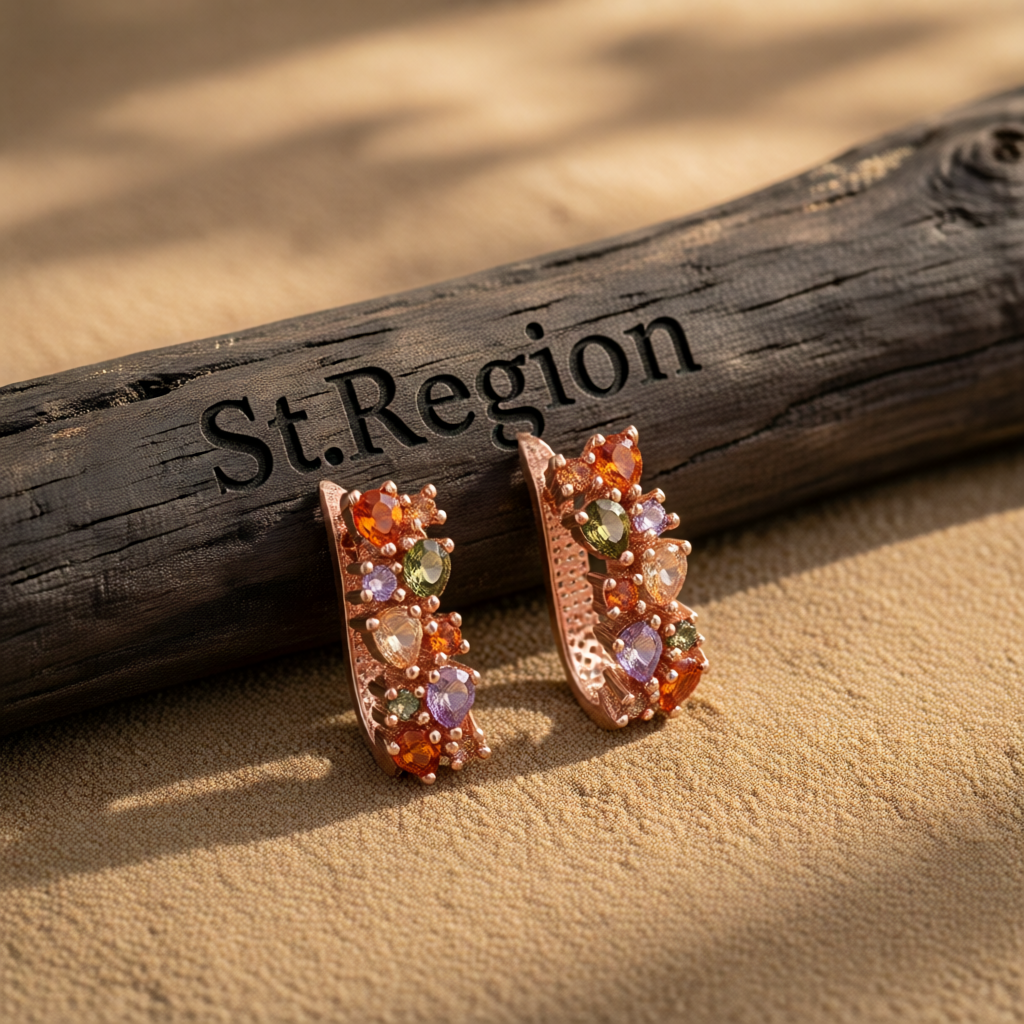 Cubic Zirconia & Crystal 18K Rose Gold-Plated Cluster Huggie Earrings