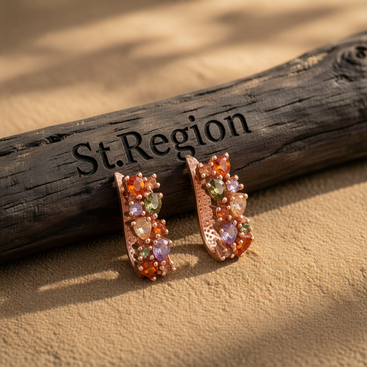 Cubic Zirconia & Crystal 18K Rose Gold-Plated Cluster Huggie Earrings