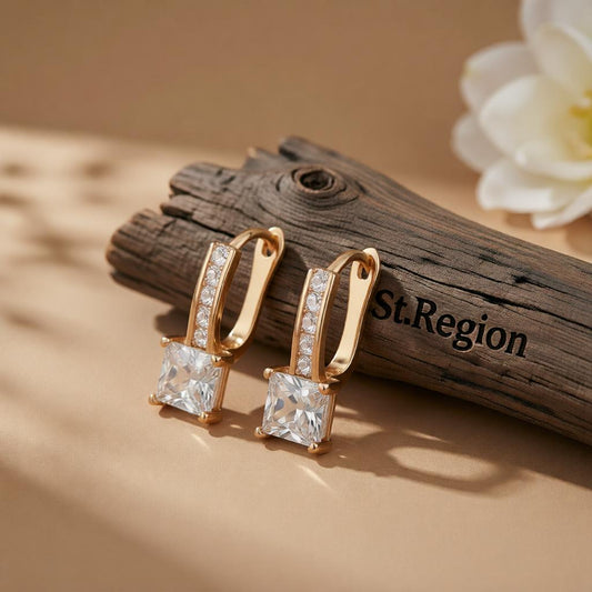 Cubic Zirconia & 18K Gold-Plated Huggie Earrings