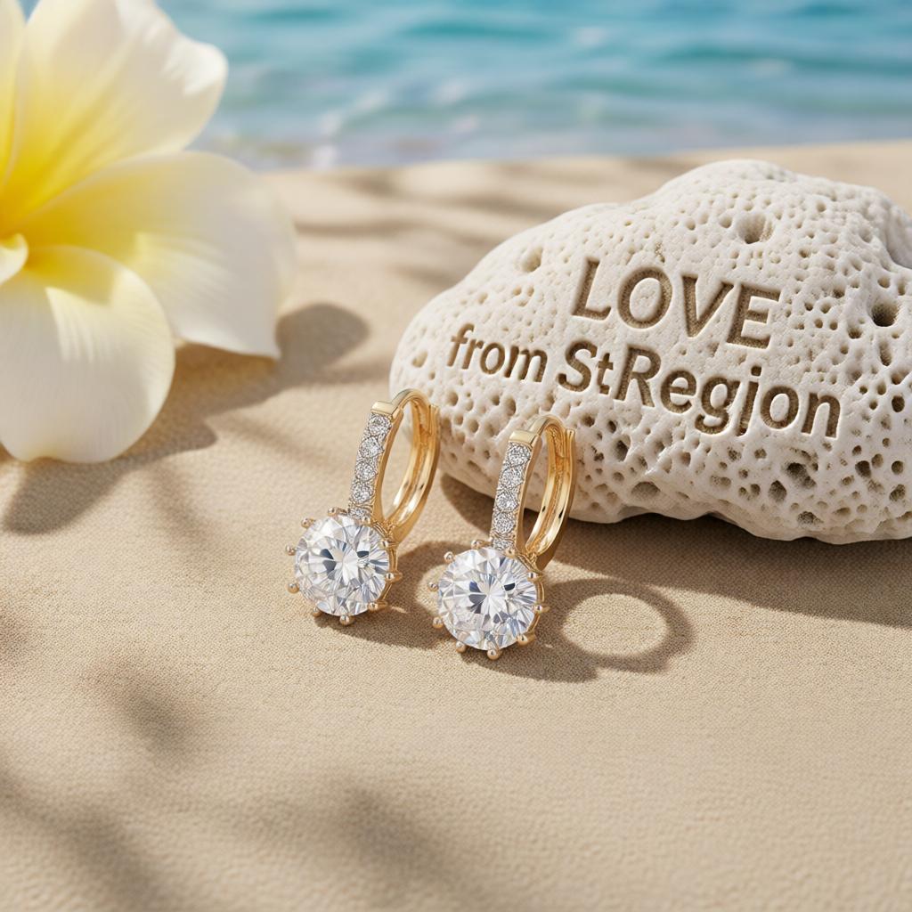 Cubic Zirconia and 18K Gold-Plated Round-Cut Huggie Earrings, gold huggie earrings, dainty minimalist design, lifestyle look