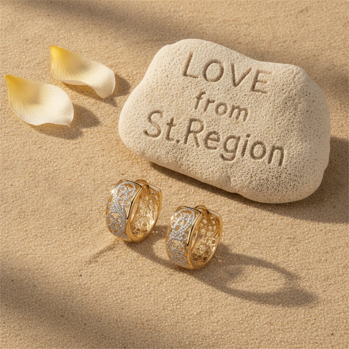 Two-Tone Embossed Cutout Huggie Earrings, huggie earrings, vintage-inspired design, lifestyle look
