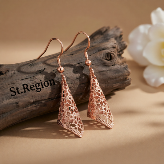 18K Rose Gold Plated Romantic Filigree Drop Earrings
