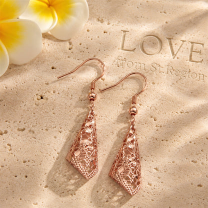 18K Rose Gold Plated Romantic Filigree Drop Earrings
