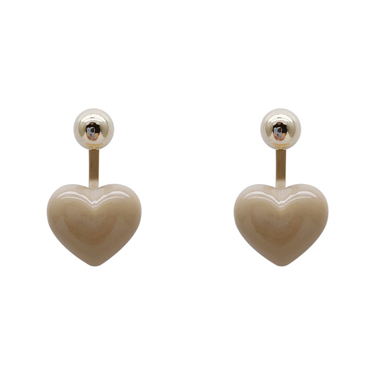 Gray Enamel & 18K Gold-Plated Heart Ear Jackets