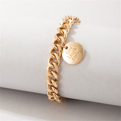 Elegant 18K gold-plated anklet with a chunky curb chain and a delightful coin charm, ideal for adding flair to your outfit.
