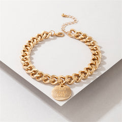 Chic 18K gold-plated anklet with a bold curb chain and a lovely coin charm, perfect for elevating your accessory game.