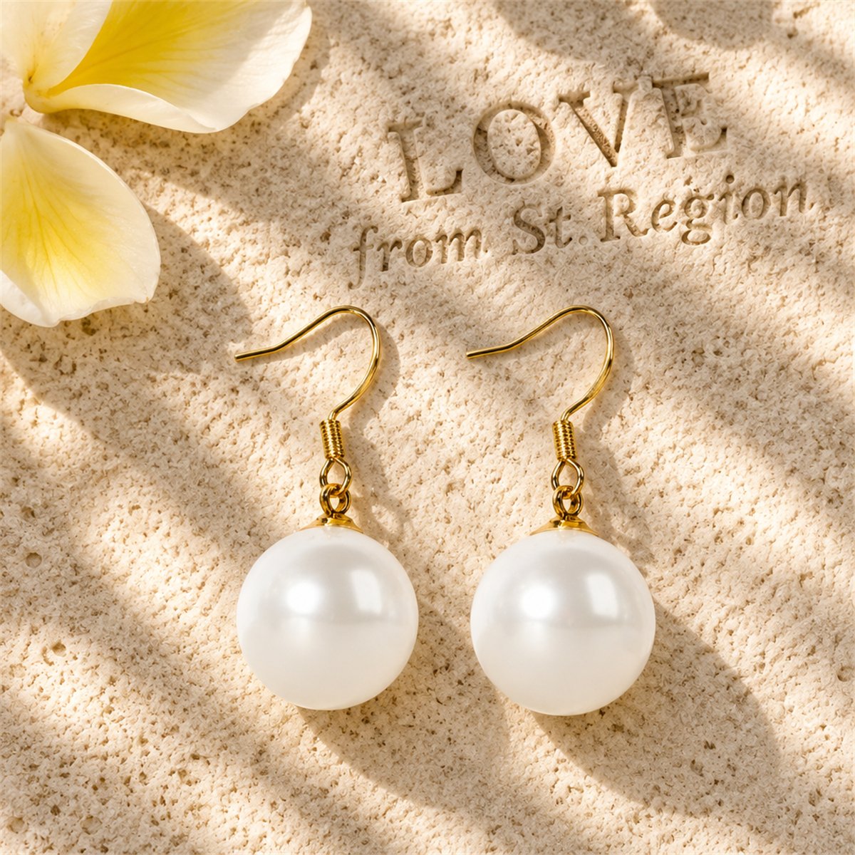 White Pearl and 18K Gold-Plated Hook Drop Earrings, gold drop earrings for women, elegant gift for her, lifestyle look