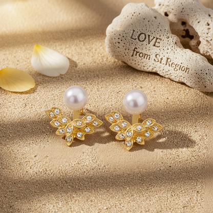 Pearl & Cubic Zirconia 18K Gold-Plated Botanical Ear Jackets