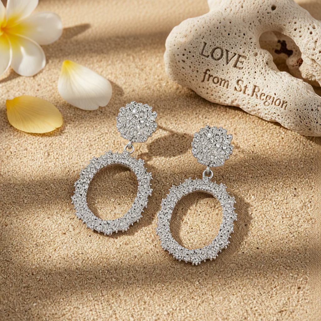 Silver-Plated Open Oval Drop Earrings