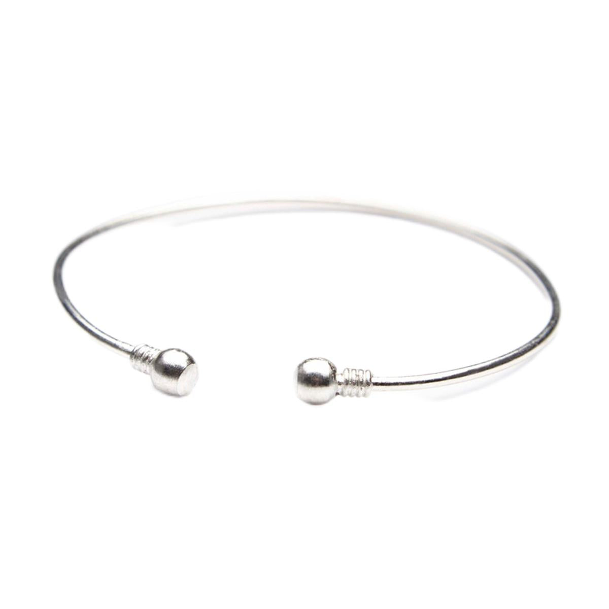 Silver-Plated Bead Bypass Arm Cuff, elegant gift for her, front view