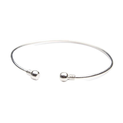 Silver-Plated Bead Bypass Arm Cuff, elegant gift for her, front view