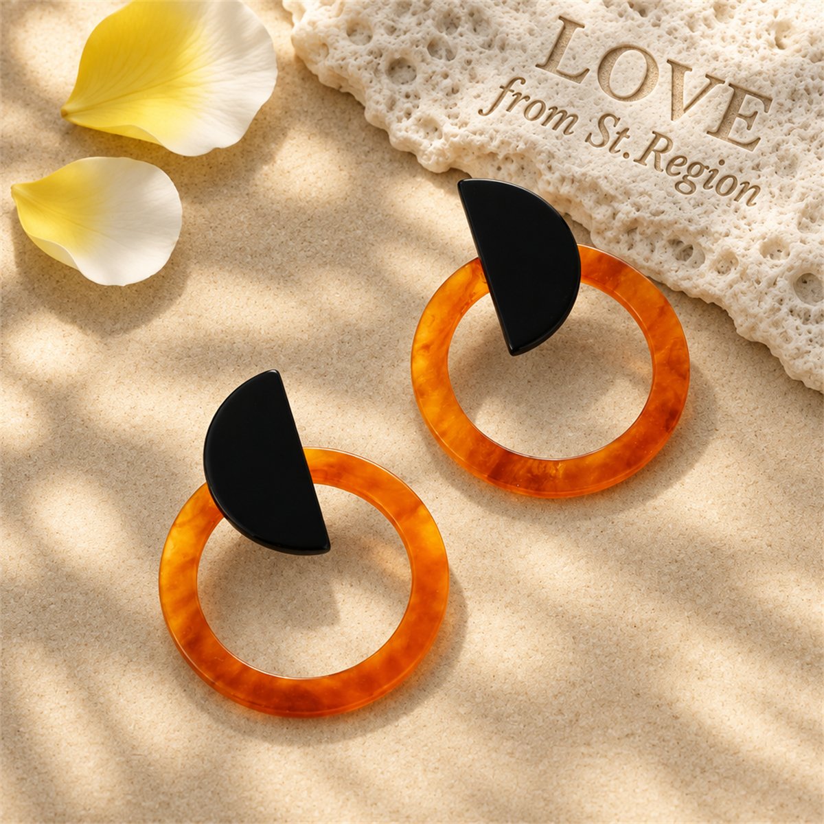 Black and Orange Ombré Circle Drop Earrings, drop earrings for women, everyday style, lifestyle look