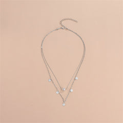 Pearl & Silver-Plated Sequin-Pendant Layered Necklace