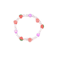 Polymer Clay & Pearl Strawberry Flower Stretch Anklet