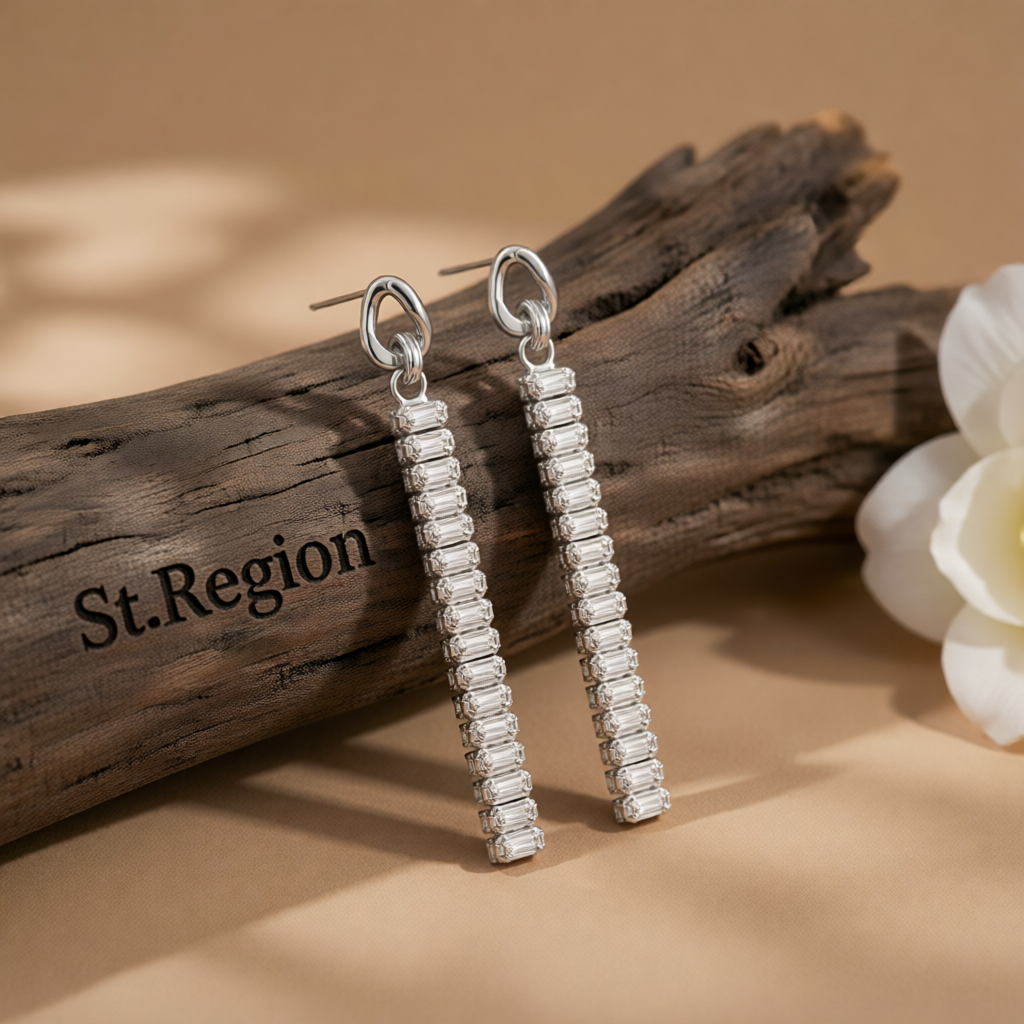 Crystal & Silver-Plated Cuban Chain Drop Earrings