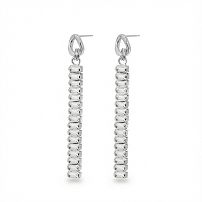 Crystal & Silver-Plated Cuban Chain Drop Earrings