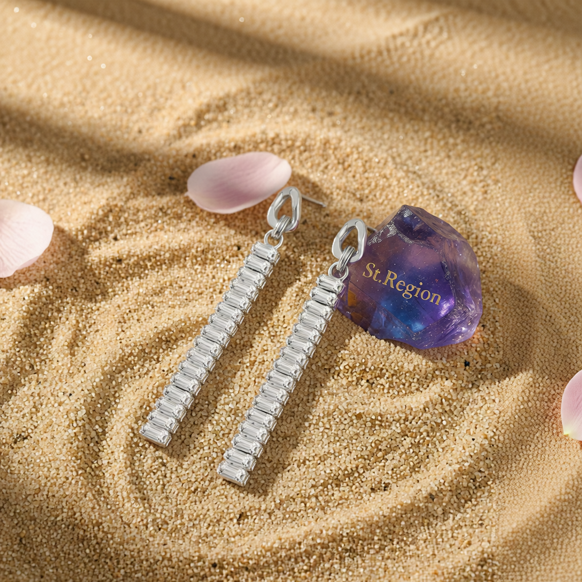 Crystal & Silver-Plated Cuban Chain Drop Earrings