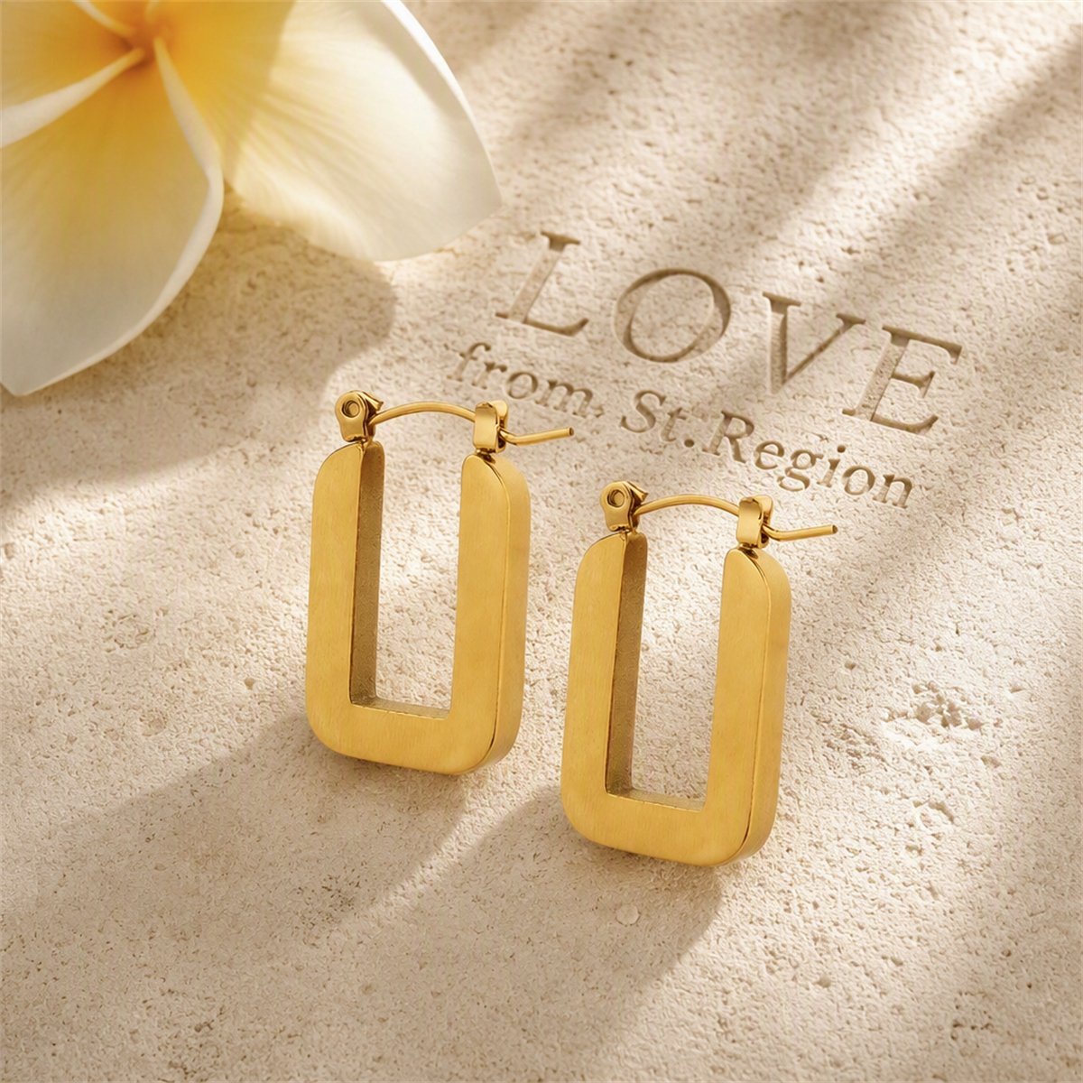 18K Gold-Plated U-Shape Hoop Earrings, gold huggie earrings, dainty minimalist design, lifestyle look