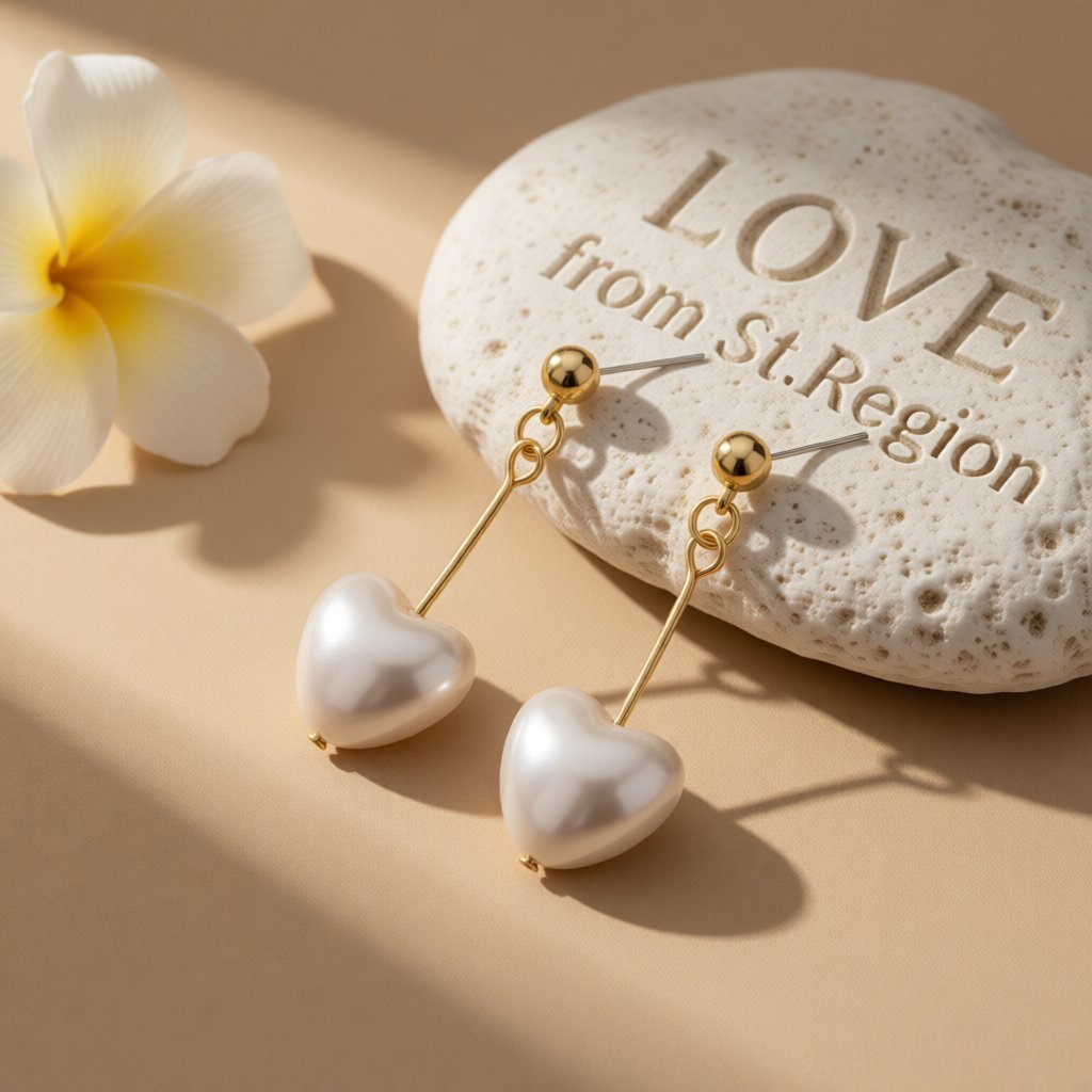 Pearl and 18K Gold-Plated Heart Drop Earrings, gold drop earrings for women, vintage-inspired design, lifestyle look