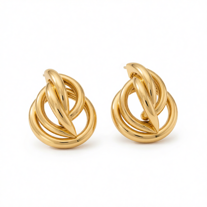 18K Gold-Plated Crossing Ring Stud Earrings