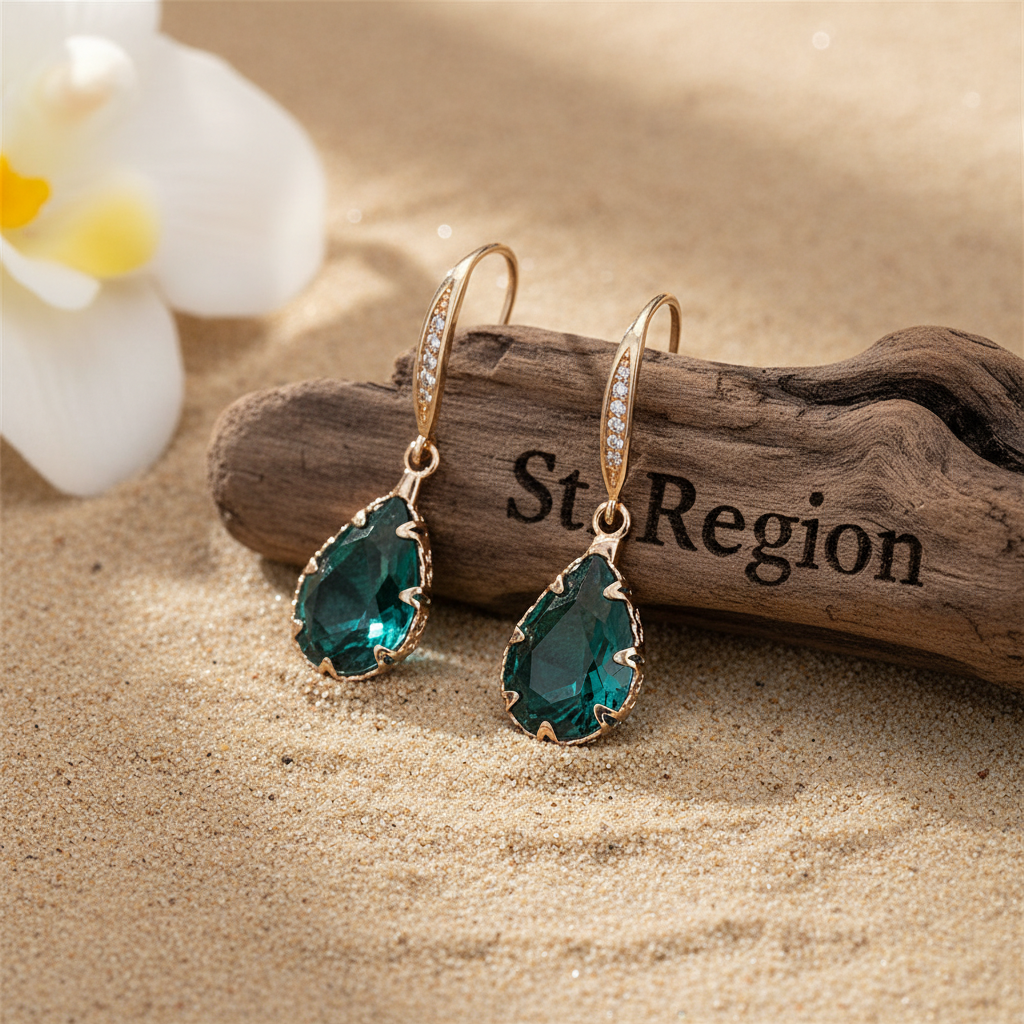 Green Crystal & Cubic Zirconia Pavé Pear-Cut Drop Earrings - Street Region