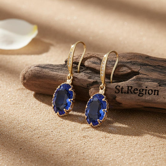 Blue Crystal & Cubic Zirconia Drop Earrings