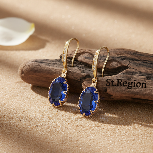 Blue Crystal & Cubic Zirconia Drop Earrings - Street Region