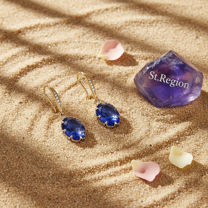 Blue Crystal & Cubic Zirconia Drop Earrings - Street Region