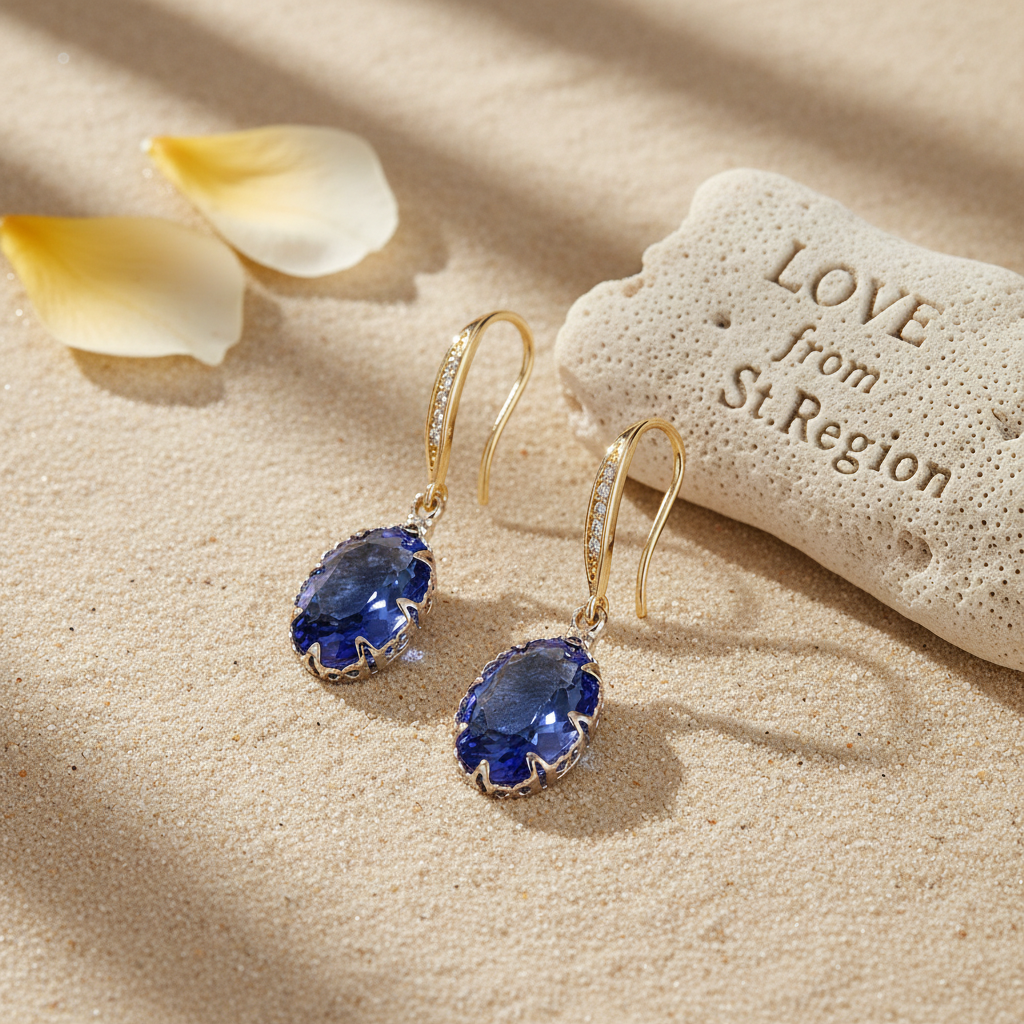 Blue Crystal & Cubic Zirconia Drop Earrings - Street Region