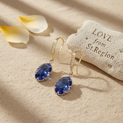 Blue Crystal & Cubic Zirconia Drop Earrings - Street Region
