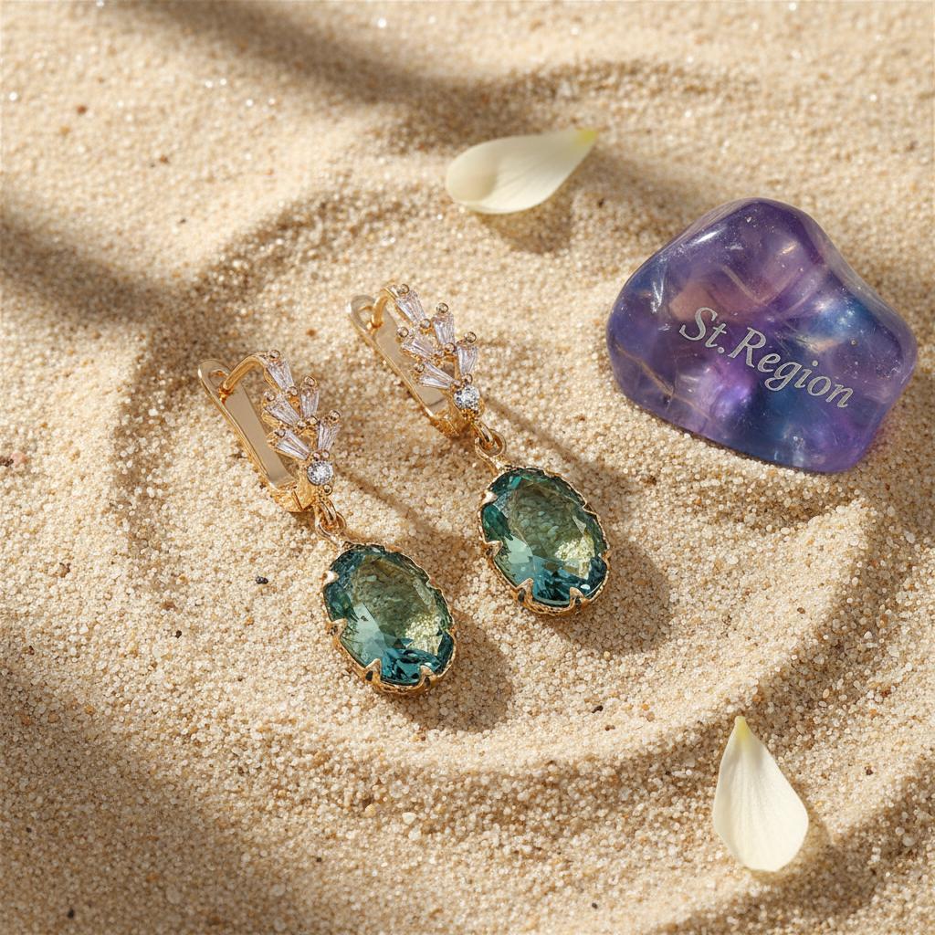 Oval-Cut Crystal and 18K Gold-Plated Huggie Earring, gold huggie earrings, everyday style, detail close-up