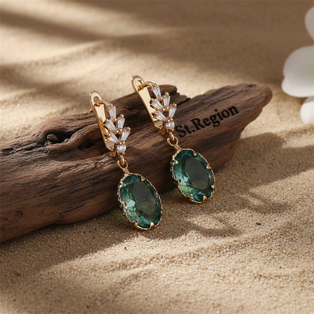 Oval-Cut Crystal & 18K Gold-Plated Huggie Earring - Street Region