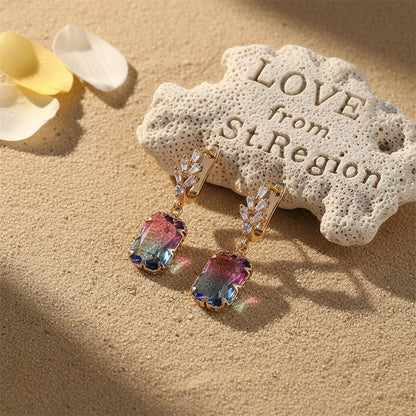 Radiant-Cut Crystal and 18K Gold-Plated Huggie Earring, gold huggie earrings, dainty minimalist design, lifestyle look